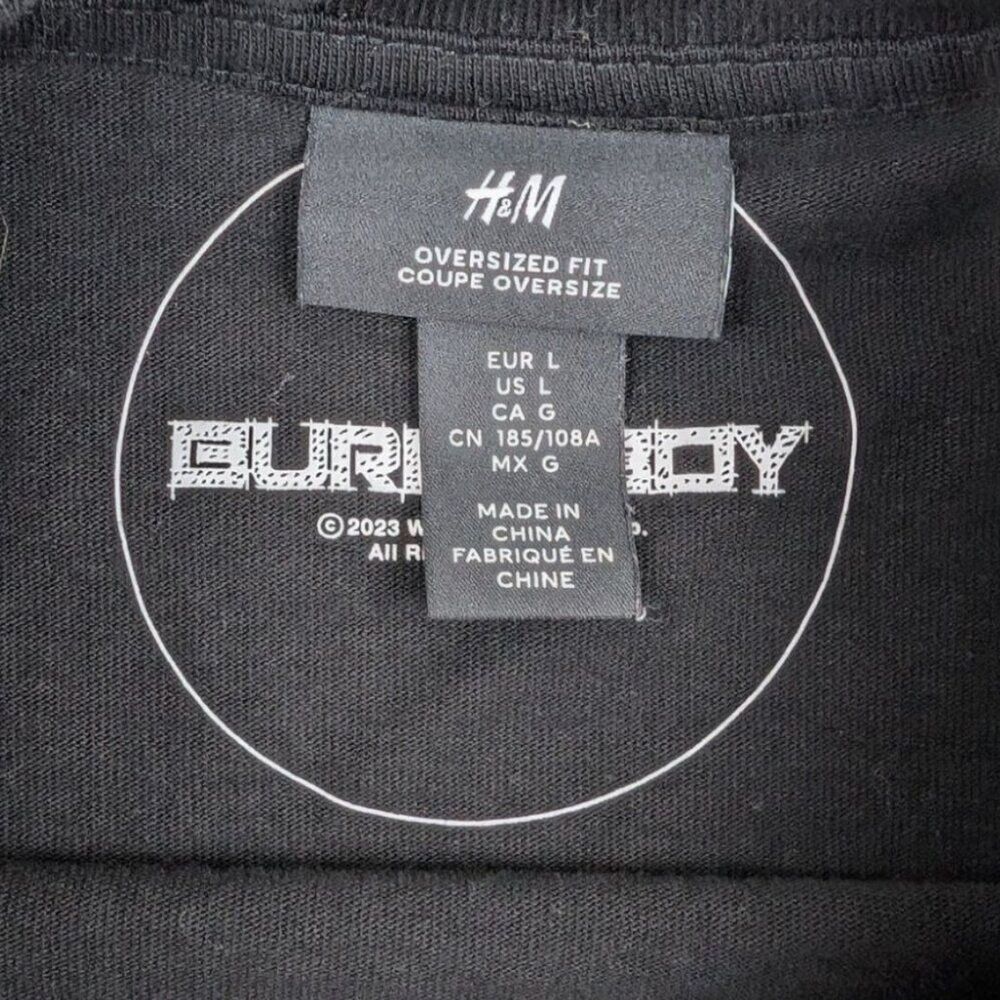 H&M Burna Boy Rap Tee Shirt Black Size L Oversized - Picture 4 of 6
